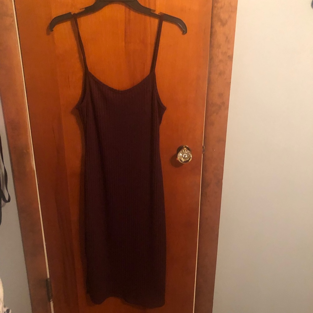 Burgundy long tank top Charlotte rouse dress